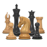 Grand Collection Signature Series Luxury Staunton Chess Pieces in Ebony and Boxwood: King Size 4.4"